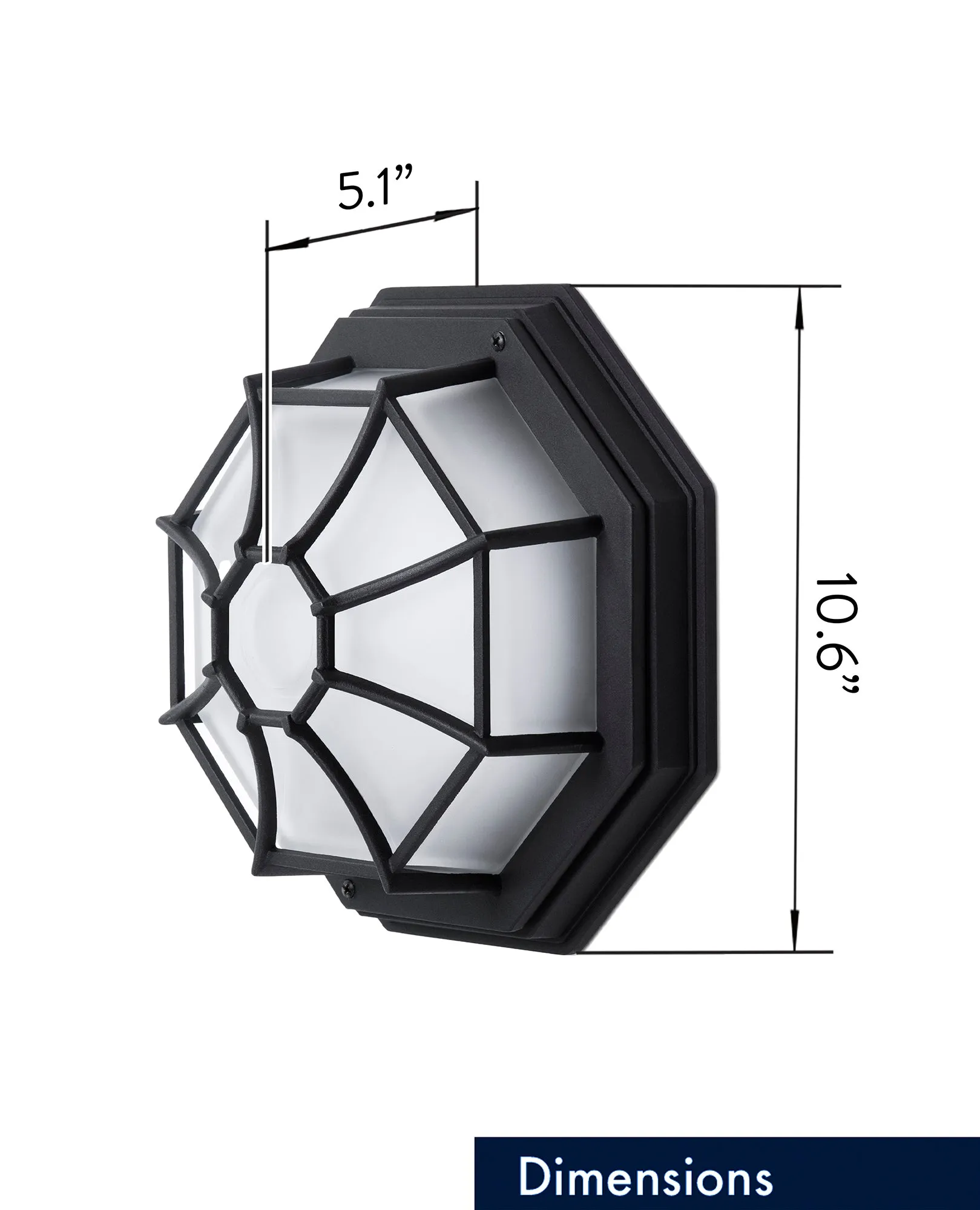 10.6” Integrated LED Nautical Bulkhead Ceiling Mount Light, 1250 Lumens, 3K, Black Finish