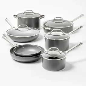 12pc Aluminum Nonstick Hard Adonized Cookware Set Dark Gray - Figmint