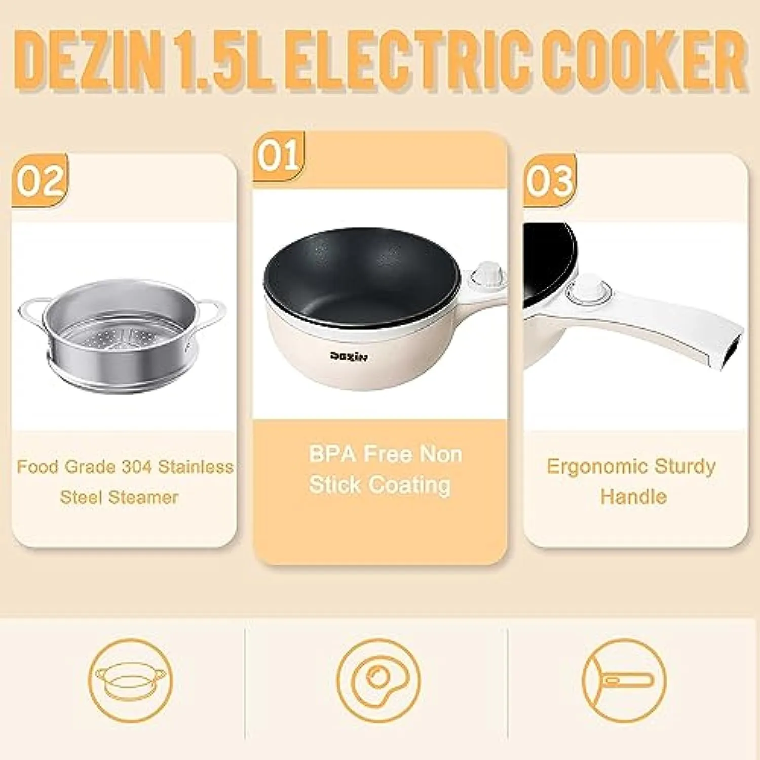 1.5L Mini Portable Hot Pot for Food Warmer With Heat Adjustment