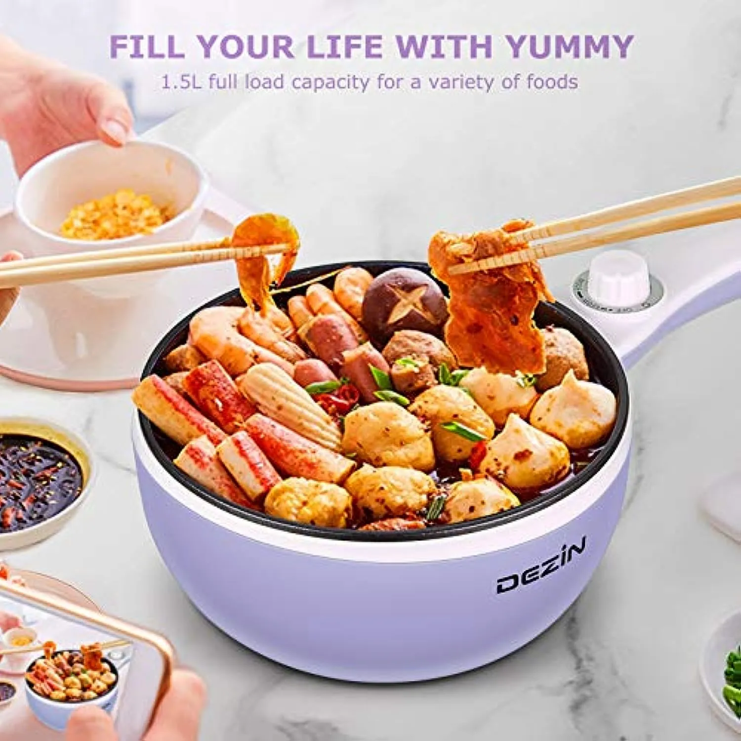 1.5L Mini Portable Hot Pot for Food Warmer With Heat Adjustment