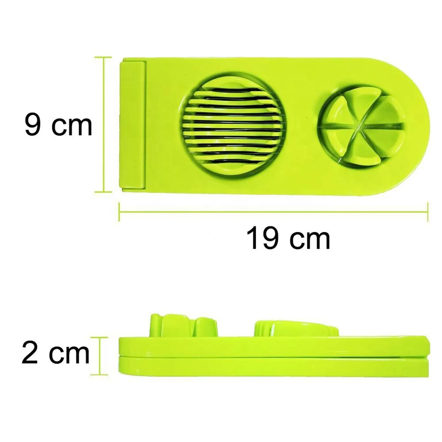 2 in 1 Double Cut Boiled Egg cutter with stainless steel wire for easy slicing of boiled eggs.