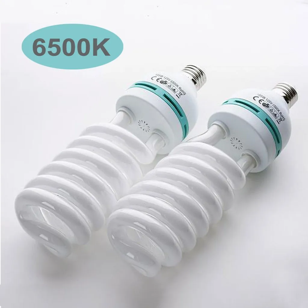 2 x 6500K 105W Photography Lighting Photo Studio Light Bulbs, Daylight Balanced