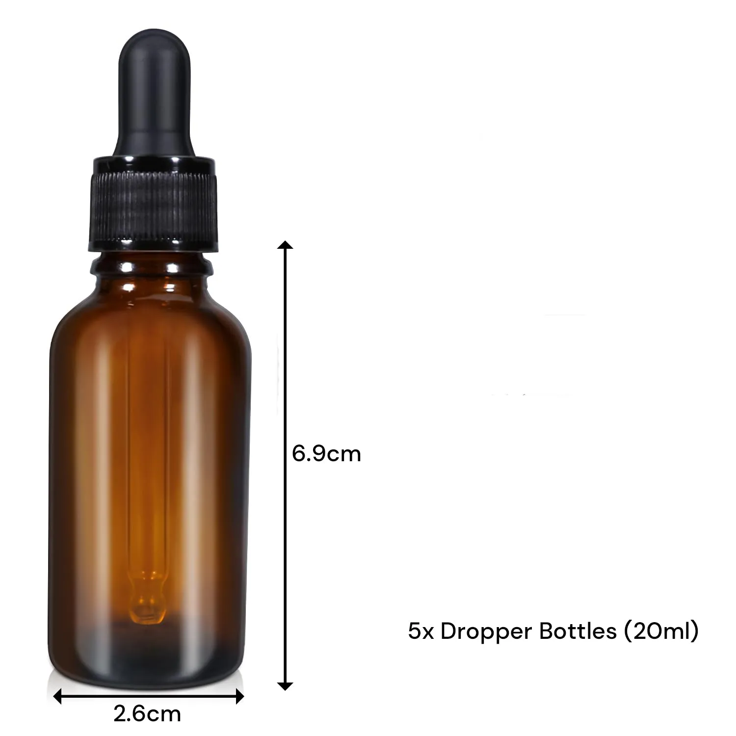 20ml (5 Pack) Amber Leakproof Glass Dropper Bottles for Essential Oils