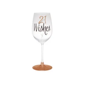 21st Birthday Rose Gold Wine Glass