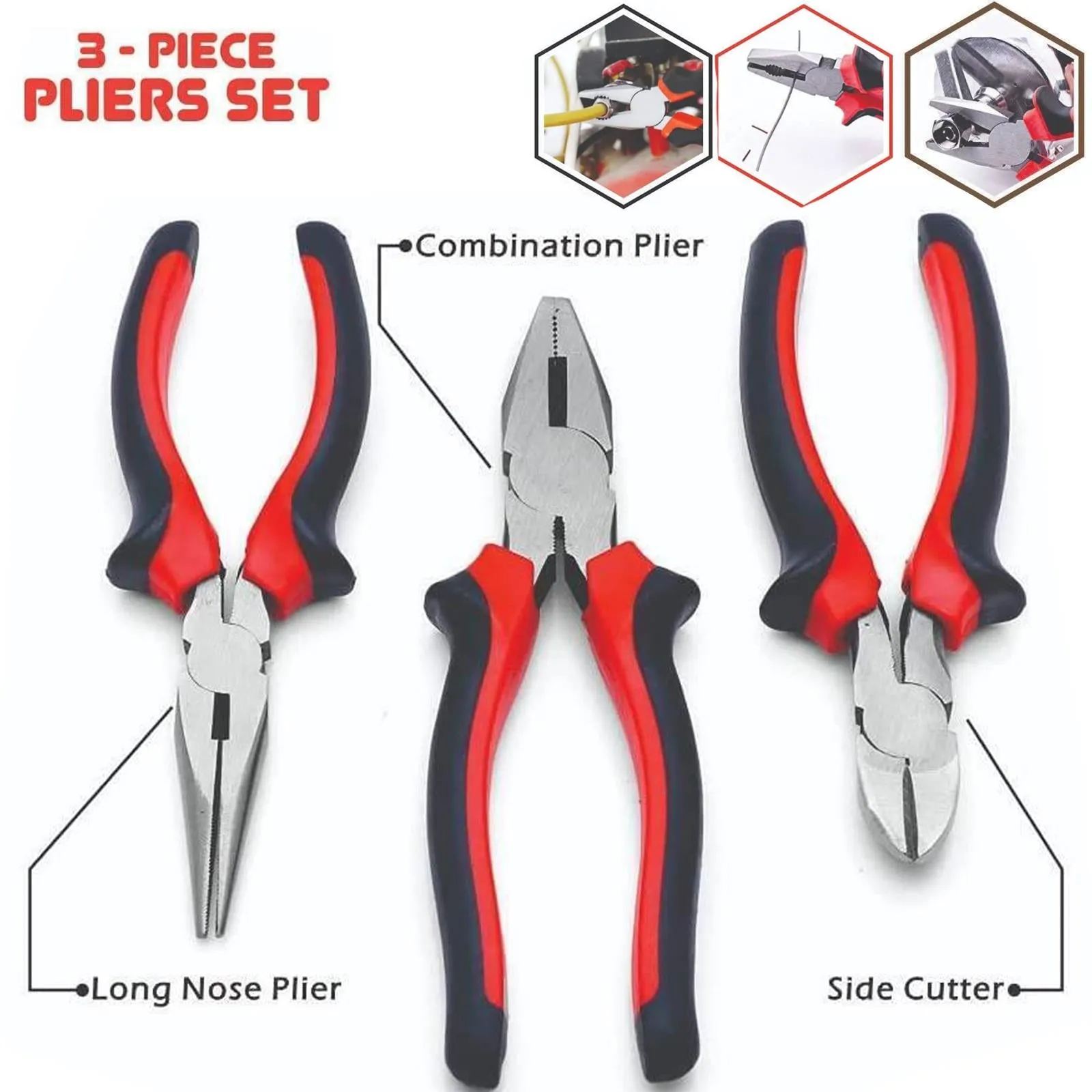 3 Piece Heavy Duty Pliers Set