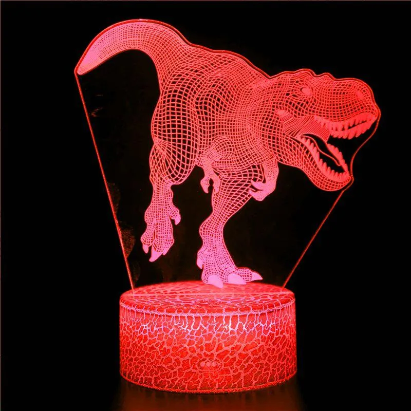 3D Cool Boy Fashion Personality Design Toy For Dinosaur Night Light, 7-Color Night Light Illusion Toy Gift