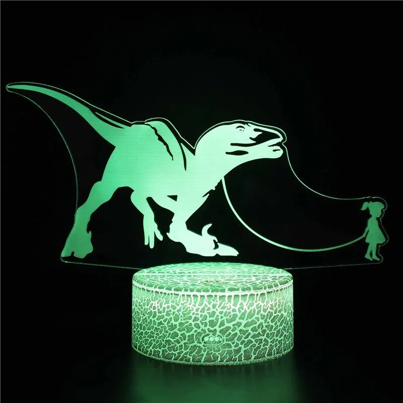 3D Cool Boy Fashion Personality Design Toy For Dinosaur Night Light, 7-Color Night Light Illusion Toy Gift