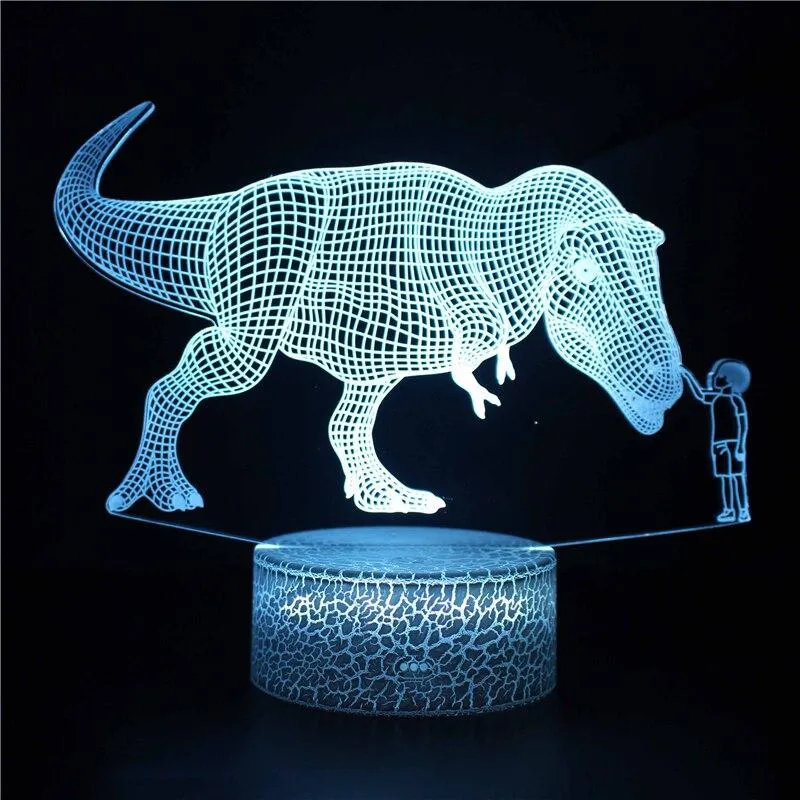 3D Cool Boy Fashion Personality Design Toy For Dinosaur Night Light, 7-Color Night Light Illusion Toy Gift