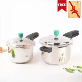 3L  4.5L QuicKooker Stainless Steel Pressure Cooker Combo  Free ₹600 Wood Chopping Board, Premium Quality, Tri-ply (3 Layer) Heavy Bottom, 3Yr Warranty, ISI Certified, Induction & Gas