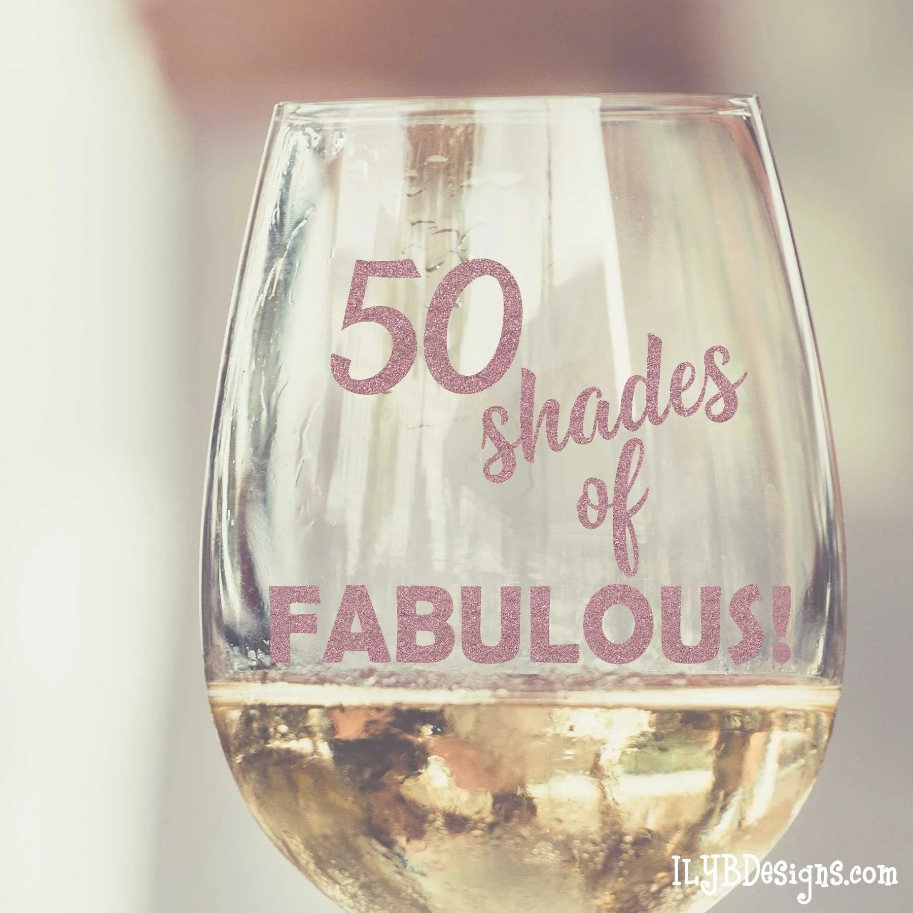 50th Birthday Wine Glass Set  -  VINTAGE & 50 SHADES OF FABULOUS