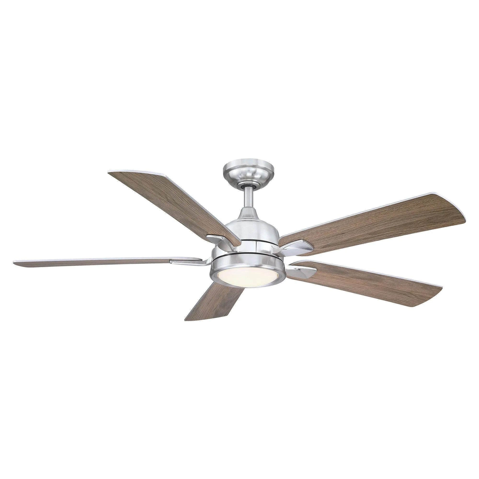 52" Tata Nagar Industrial Brush Nickel Downrod Mount Reversible Ceiling Fan with Lighting and Remote Control