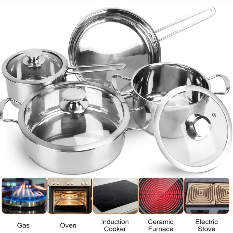 7 Pieces Complete Stainless Steel Cookware Set