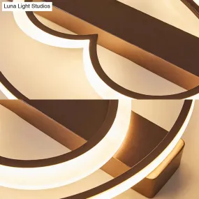 Acrylic Flush LED Ceiling Lamp - Heart Design, Simple Style, White/Coffee variants, 16"/19.5" Wide, Warm/White/Natural Light