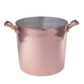 Agnelli Hammered Tinned Copper Stockpot With Two Brass Handles, 6.3-Quart