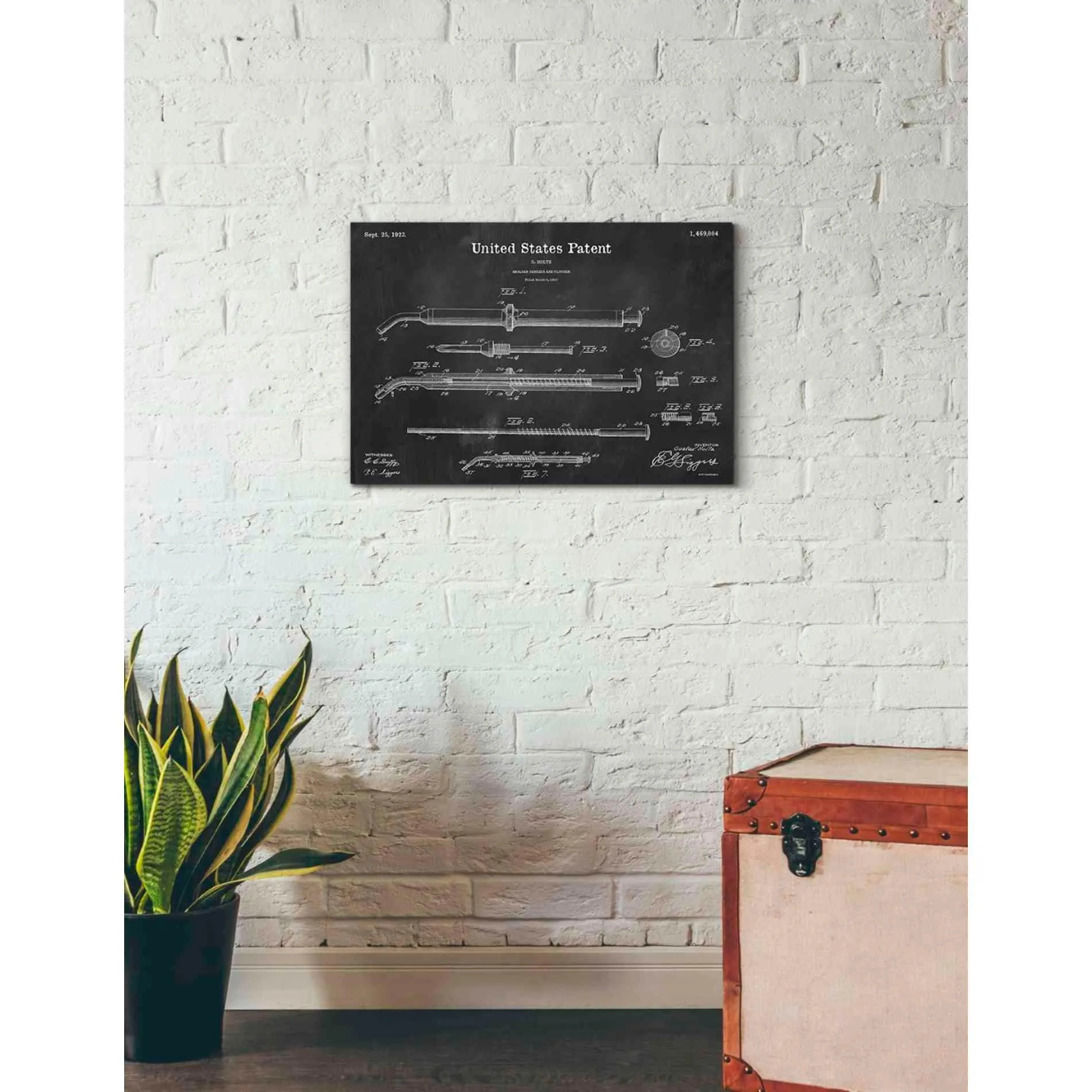 'Amalgam-Dentist Equipment Blueprint Patent Chalkboard' Canvas Wall Art