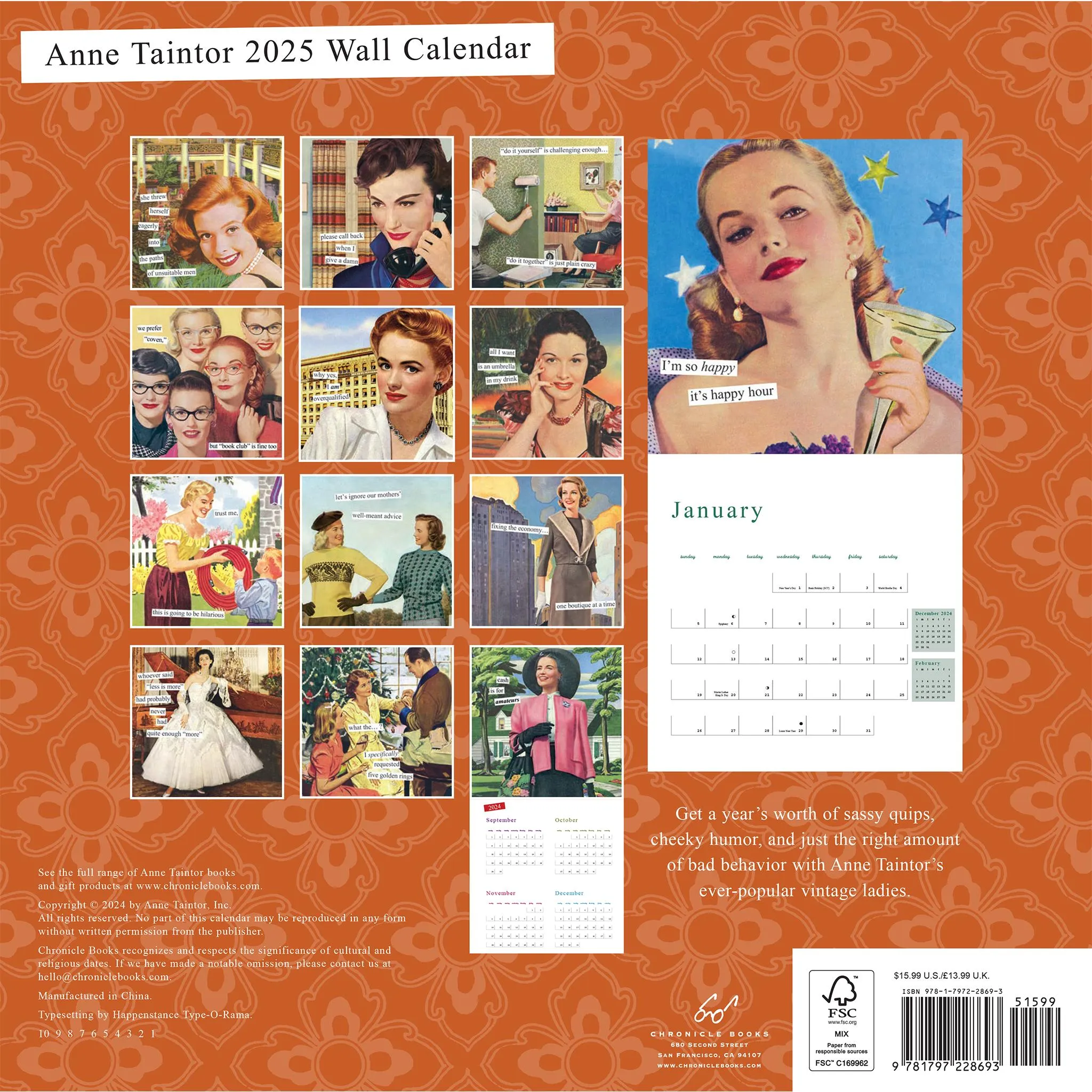 Anne Taintor Wall 2025 Calendar