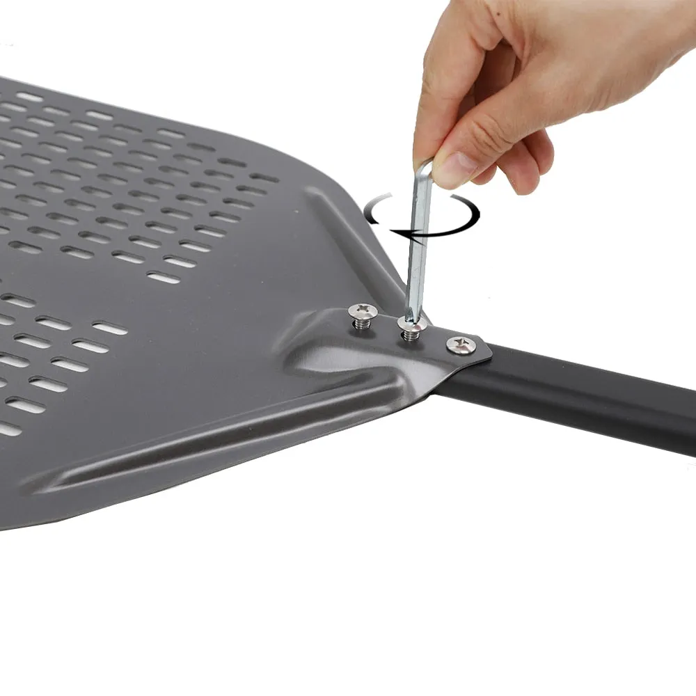 Anygleam Pizza Shovel 25cm X 121cm Dark Grey for Perforated Peel with Metal Handle Oven Turning Baking Accessory