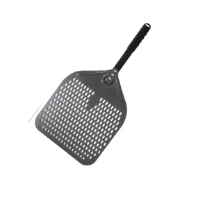 Anygleam Pizza Shovel 35 cm x 64cm Dark Grey for Perforated Peel with Metal Handle Oven Turning Baking Accessory