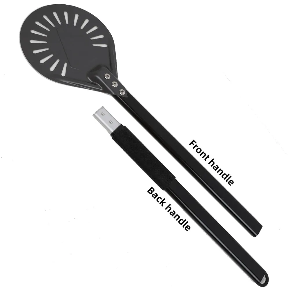 Anygleam Pizza Shovel 98cm Dark Grey for Perforated Peel with Metal Handle Oven Turning Baking Accessory