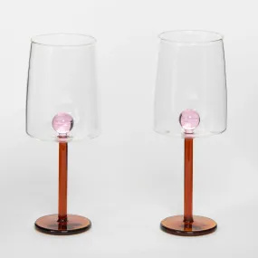 Beaux Wine Glass Set of 2 Pink/Amber