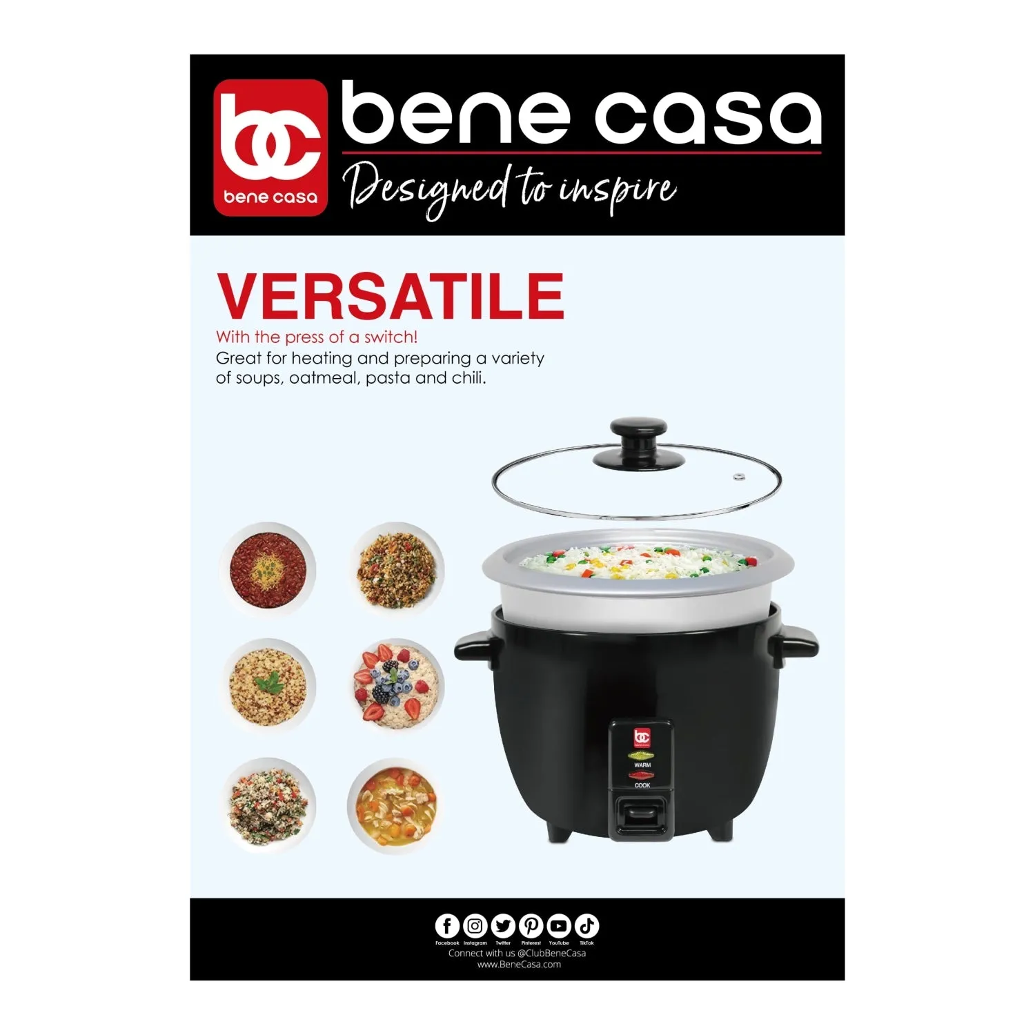 Bene Casa Black 6-Cup Rice Cooker