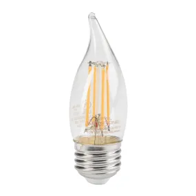 Bent Tip Chandelier Filament bulb, 40W Equivalent, CA11 shape, E26 Candalbra base, 3000K, 90 CRI, Clear