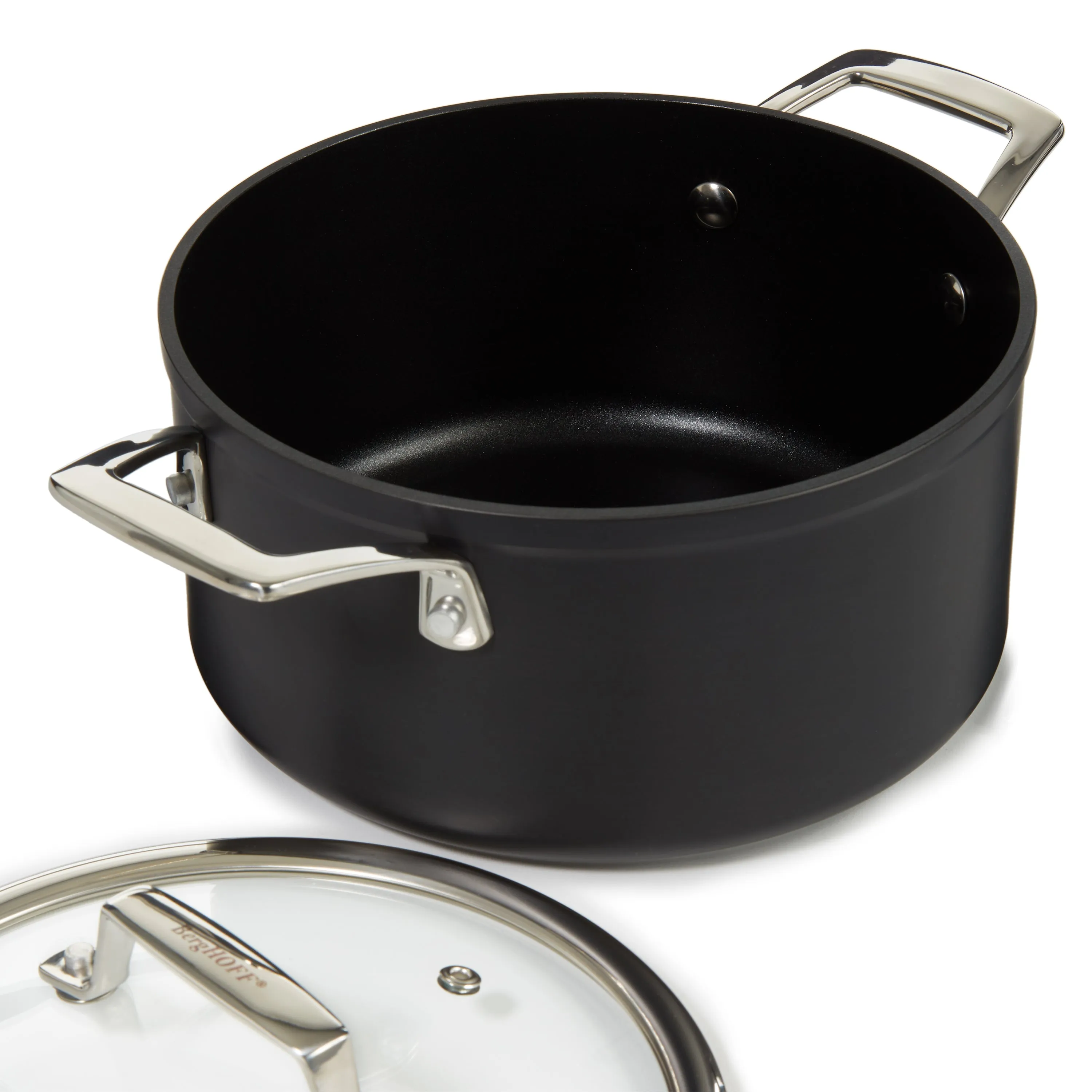 BergHOFF Essentials Nonstick Hard Anodized 10" Stockpot 5.3qt. With Glass Lid, Black