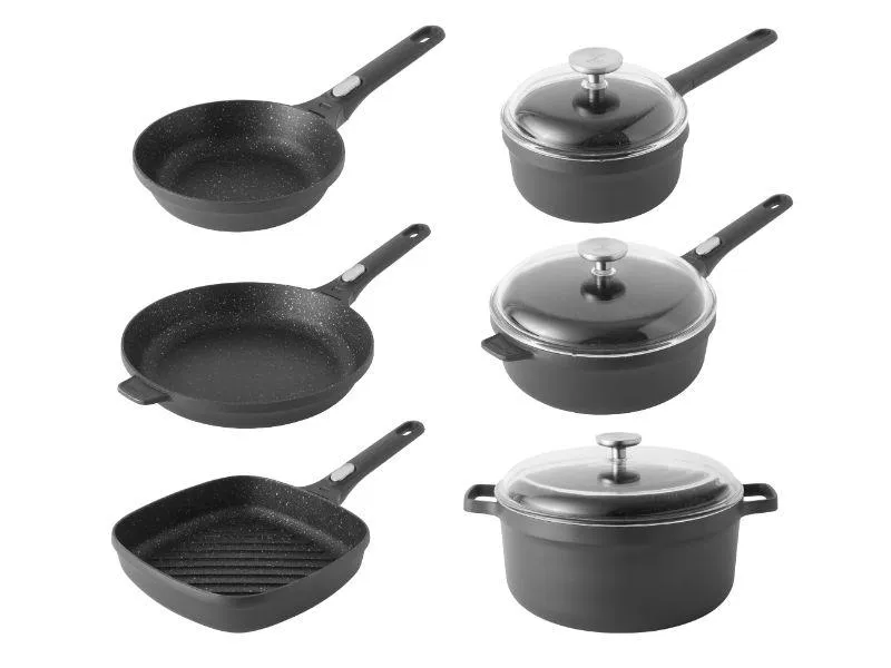 BergHOFF GEM 9Pc Non-stick Cast Aluminum Cookware Set, Black