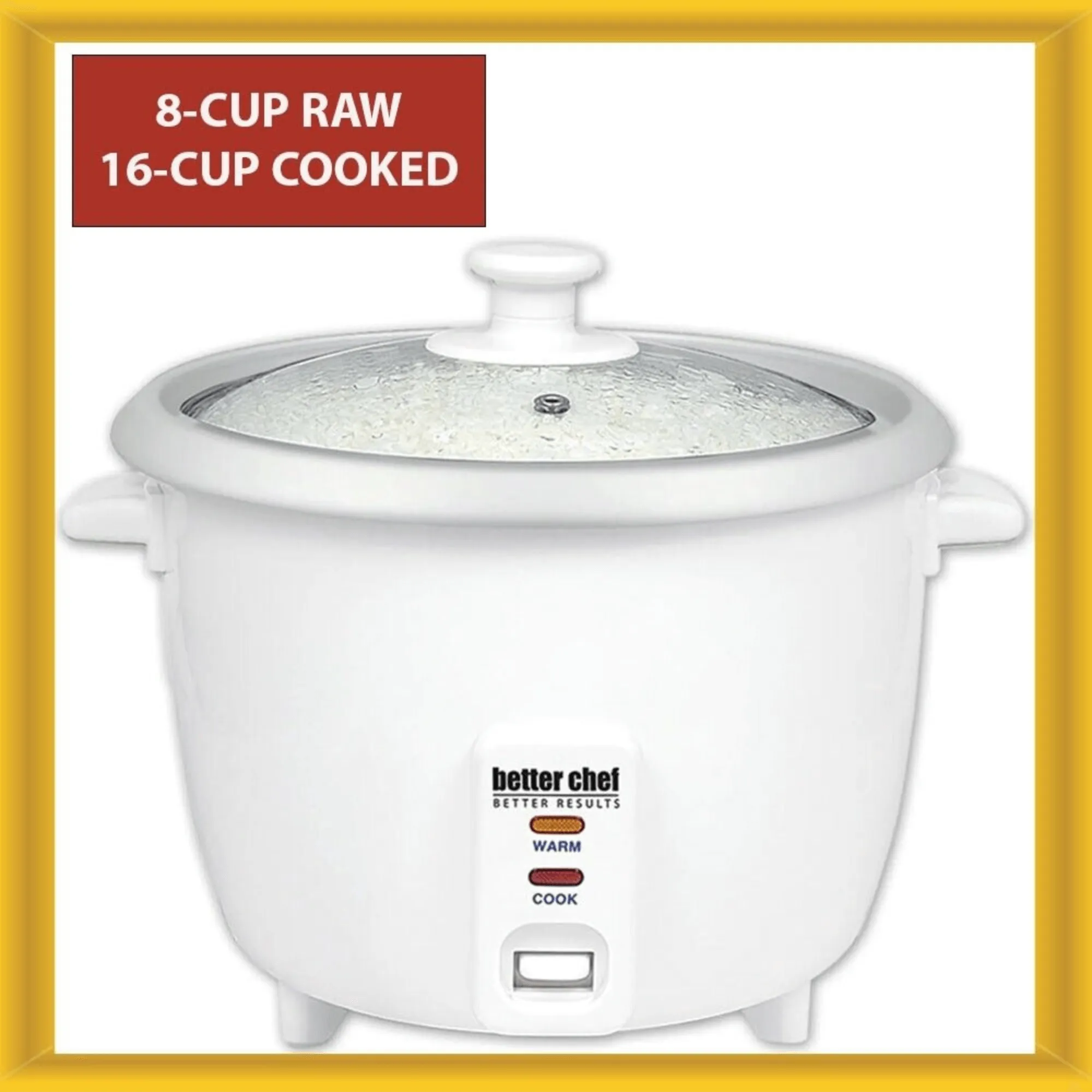 Better Chef 8-Cup - 16-Cup Cooked - Rice Cooker with Measuring Cup and