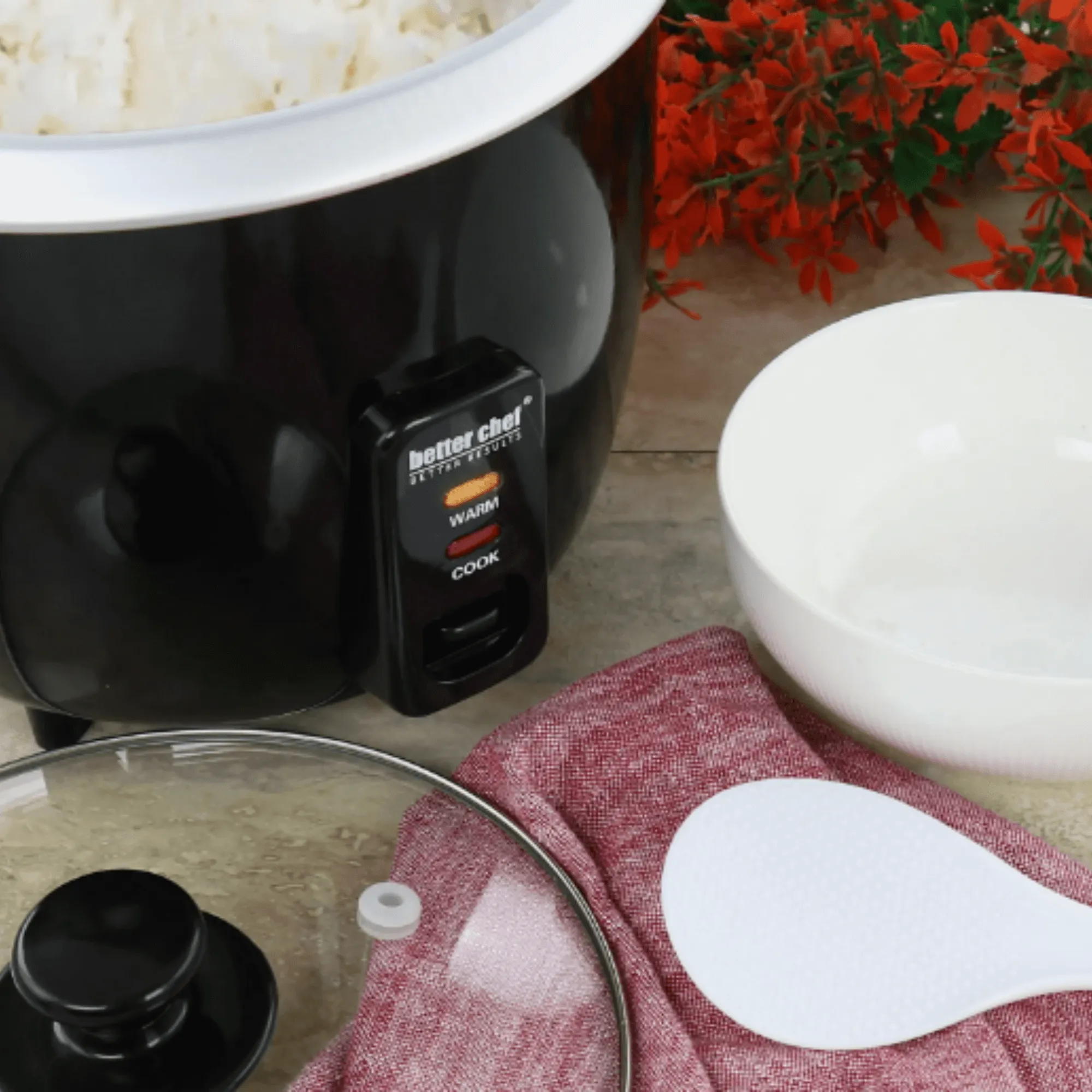 Better Chef 8-Cup - 16-Cup Cooked - Rice Cooker with Measuring Cup and