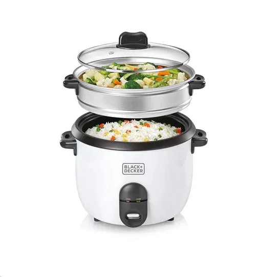 Black   Decker_1.8 Ltr. Non Stick Rice Cooker With Glass LidWhite