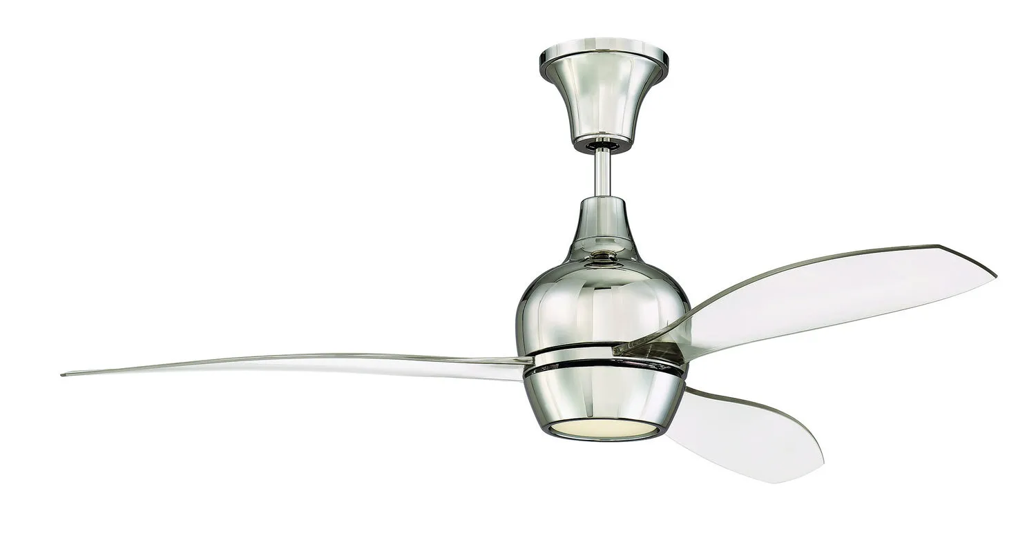 Bordeaux 52" Ceiling Fan in Polished Nickel with Clear Acrylic Blade