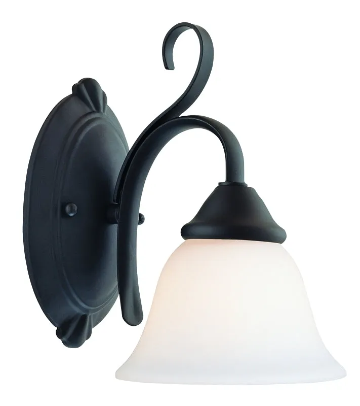 Boston Harbor F3-1W-3L Single Light Vanity Fixture, 120 V, 60 W, A19 or CFL Lamp, Steel Fixture, Matte Black Fixture :EA: QUANTITY: 1