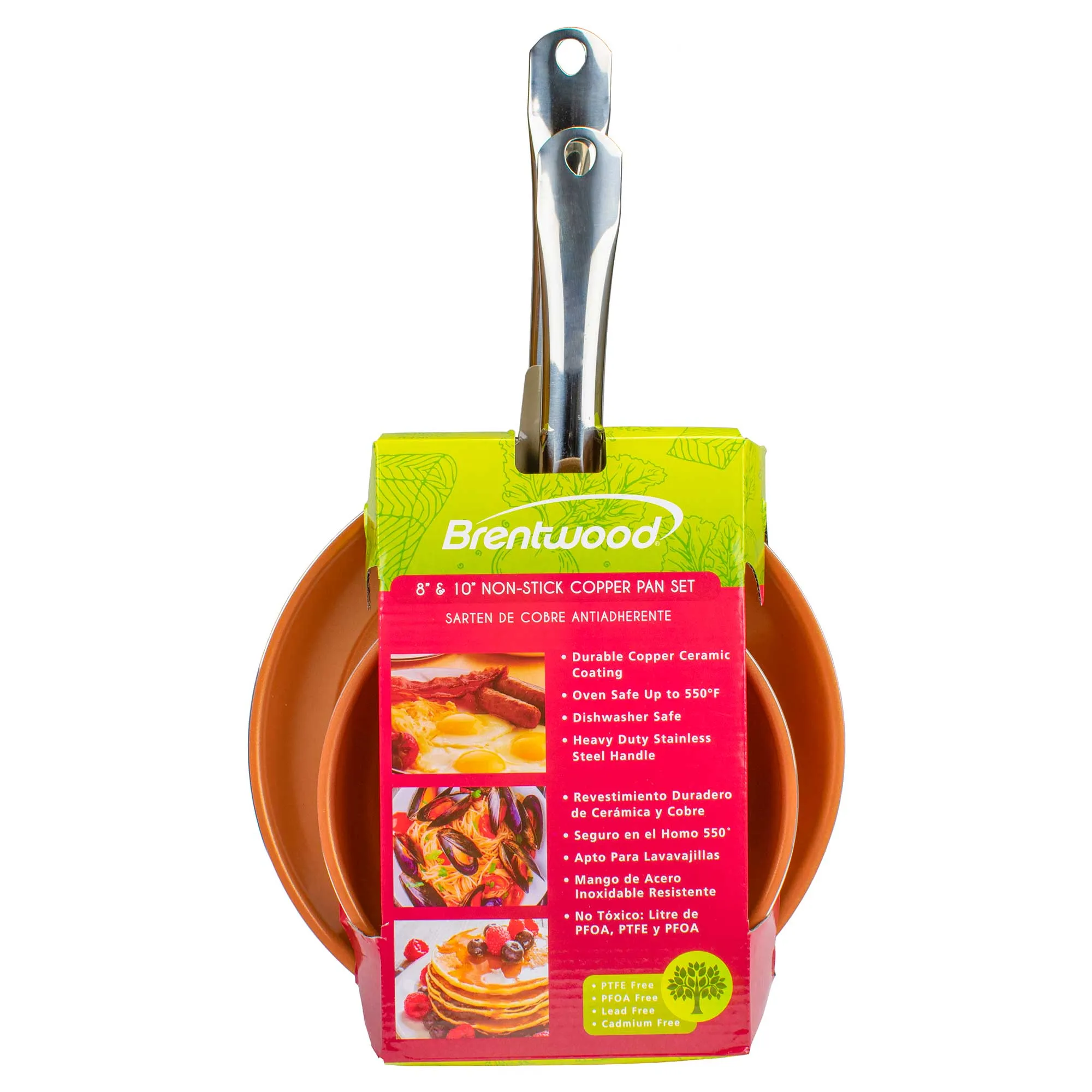 Brentwood BFP-2810C 8-inch and 10-inch Non-Stick Induction Copper Frying Pan Set