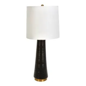 Ceramic Ribbed Table Lamp, Black, 30"