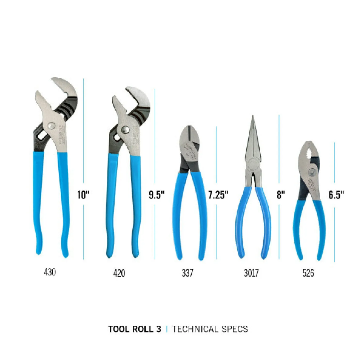 Channellock TOOL ROLL-3 5PC Professional Pliers Set with Tool Roll