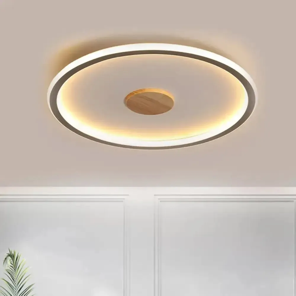 Circular LED Flushmount Ceiling Light in Black/Grey with Warm/White Lighting - 16.5"/20.5" Diameter