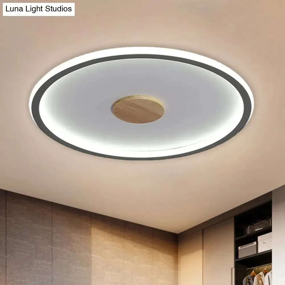 Circular LED Flushmount Ceiling Light in Black/Grey with Warm/White Lighting - 16.5"/20.5" Diameter