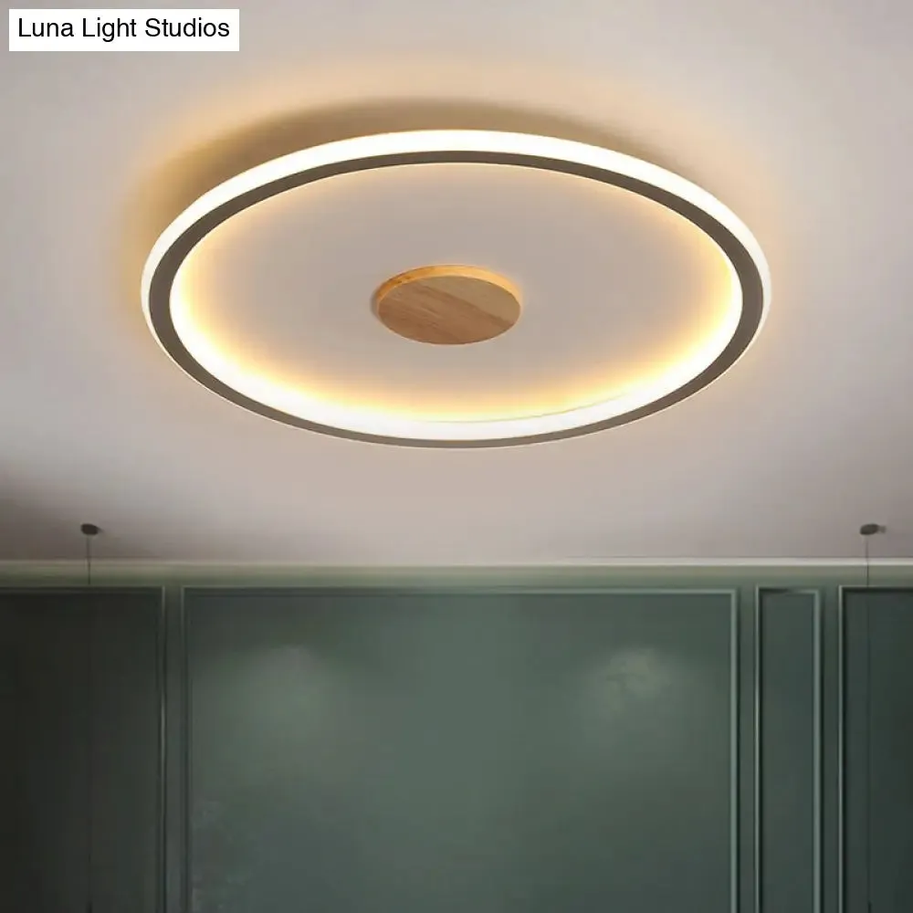 Circular LED Flushmount Ceiling Light in Black/Grey with Warm/White Lighting - 16.5"/20.5" Diameter