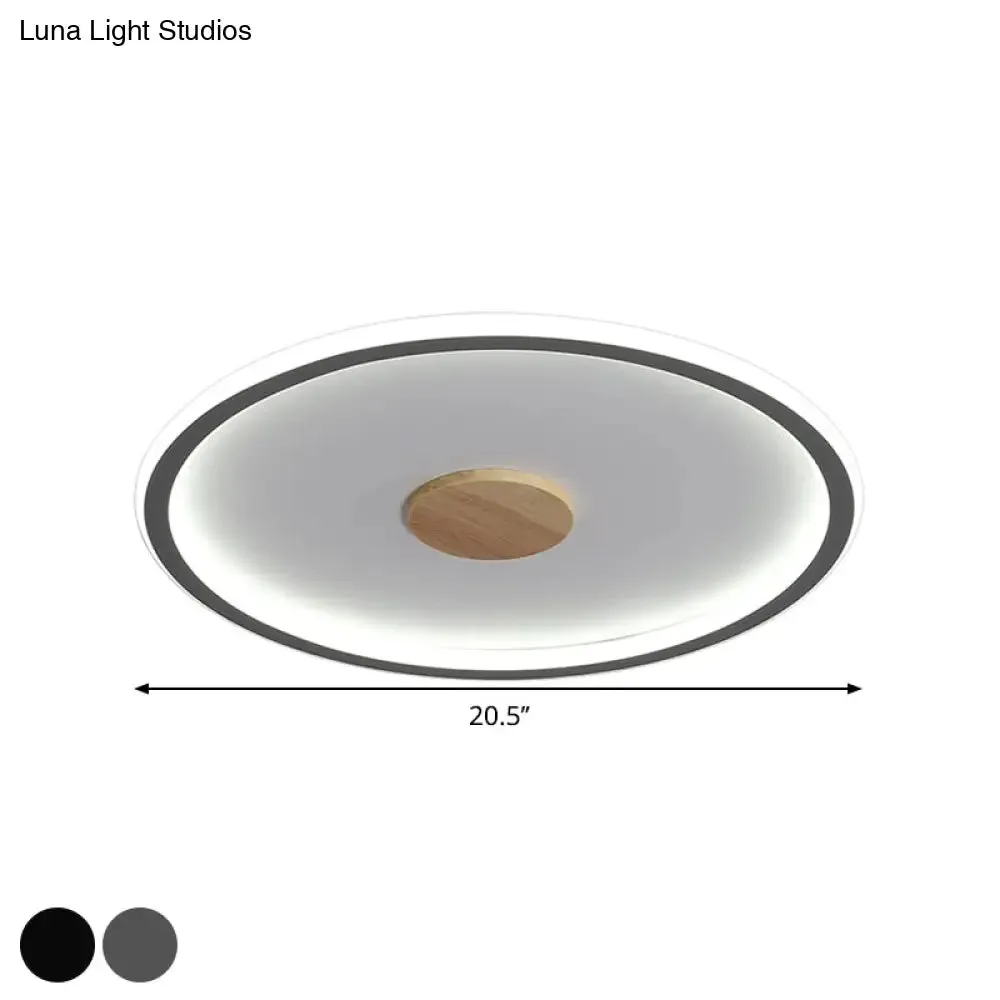 Circular LED Flushmount Ceiling Light in Black/Grey with Warm/White Lighting - 16.5"/20.5" Diameter