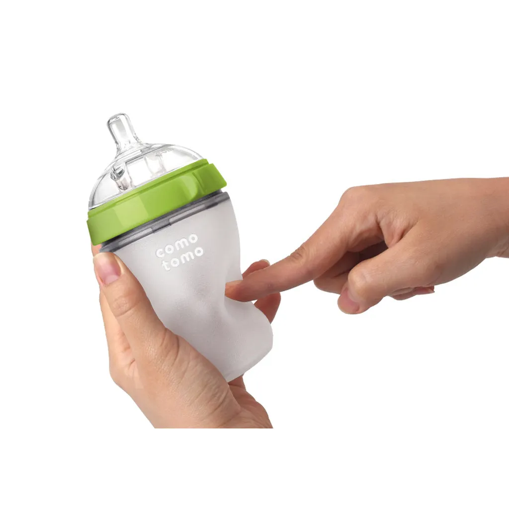 Comotomo Silicone Baby Bottle 250ml 2pk Green