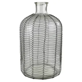 Conde Glass Bottle, Woven Wire - Med