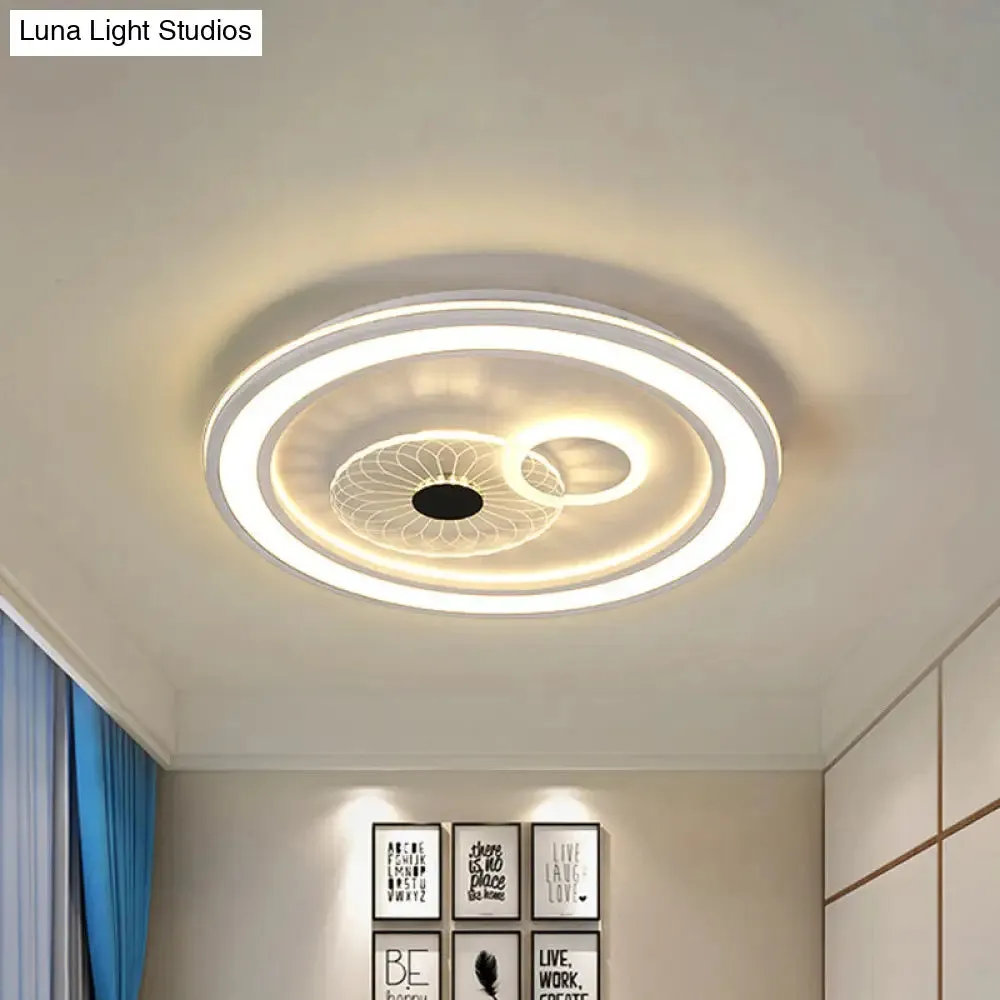 Contemporary White LED Flushmount for Bedroom with Acrylic Shade