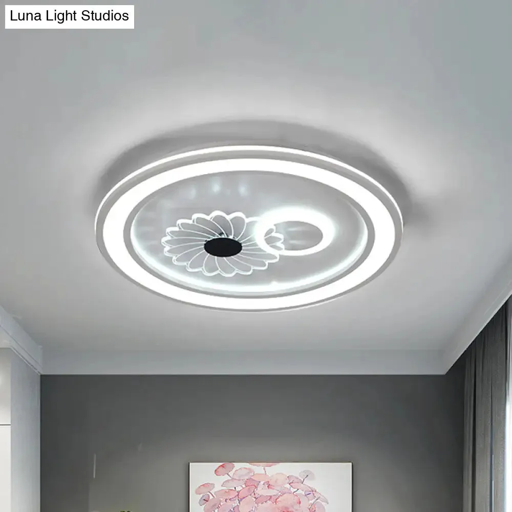 Contemporary White LED Flushmount for Bedroom with Acrylic Shade