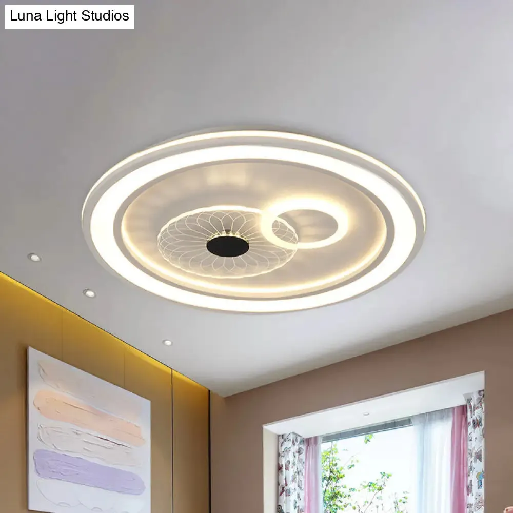 Contemporary White LED Flushmount for Bedroom with Acrylic Shade