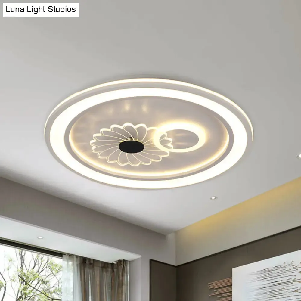 Contemporary White LED Flushmount for Bedroom with Acrylic Shade