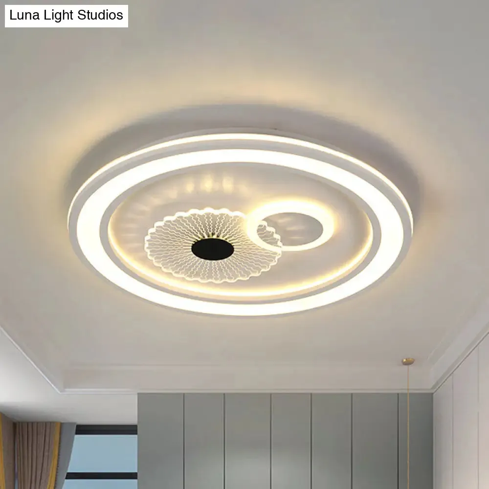 Contemporary White LED Flushmount for Bedroom with Acrylic Shade