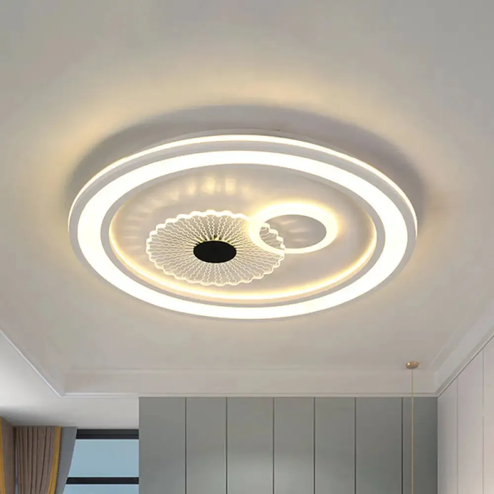 Contemporary White LED Flushmount for Bedroom with Acrylic Shade