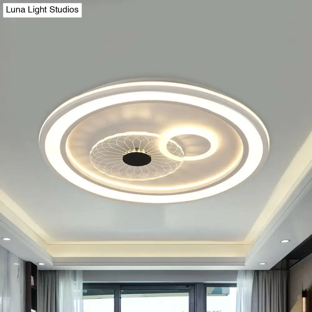 Contemporary White LED Flushmount for Bedroom with Acrylic Shade