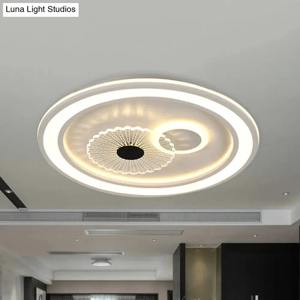 Contemporary White LED Flushmount for Bedroom with Acrylic Shade